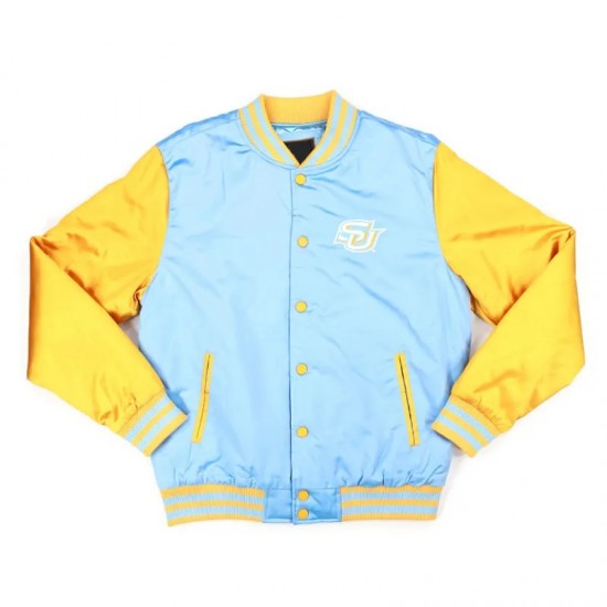 Southern University Columbia Blue and White Baseball Jacket