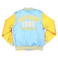 Southern University Columbia Blue and White Baseball Jacket Southern University Columbia Blue and White Baseball Jacket