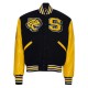 Southern University Jaguars Black & Gold Varsity Jacket - Unisex Wool & Leather Southern University Jaguars Black & Gold Varsity Jacket - Unisex Wool & Leather