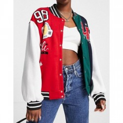Spliced Graphic Varsity Jacket Spliced Graphic Varsity Jacket