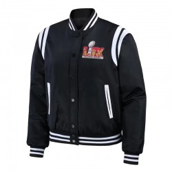 Super Bowl LIX Black Varsity Bomber Jacket 