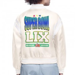 Super Bowl LIX Cream Varsity Satin Jacket Super Bowl LIX Cream Varsity Satin Jacket
