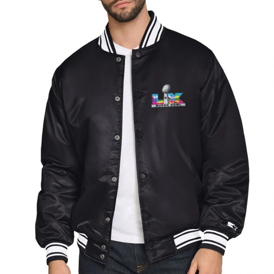 Super Bowl LX Black Varsity Satin Jacket
