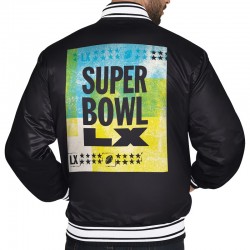 Super Bowl LX Black Varsity Satin Jacket
