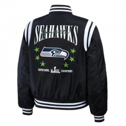 Super Bowl LX Champions Seattle Seahawks Black Bomber Jacket