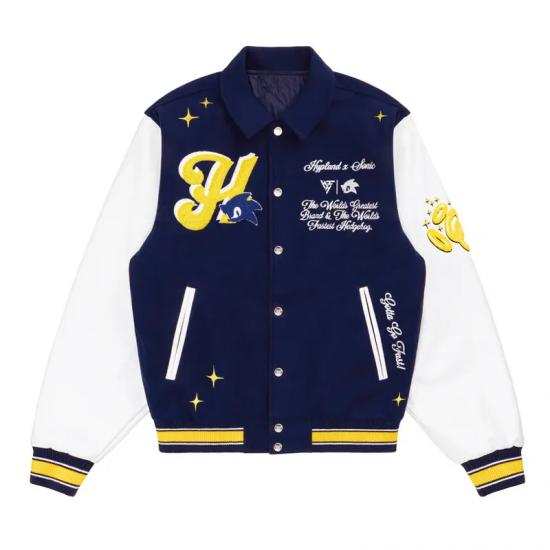 Super Sonic Navy and White Varsity Jacket Super Sonic Navy and White Varsity Jacket