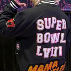 Superbowl Donna Kelce Black Varsity Jacket