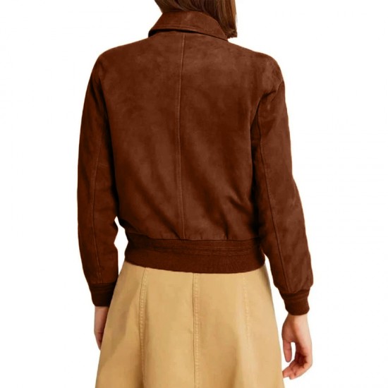 Superman Lois Lane Bomber Brown Suede Leather Jacket Superman Lois Lane Bomber Brown Suede Leather Jacket