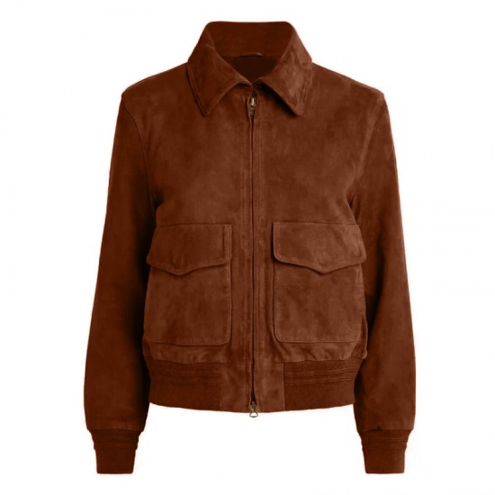 Superman Lois Lane Bomber Brown Suede Leather Jacket Superman Lois Lane Bomber Brown Suede Leather Jacket