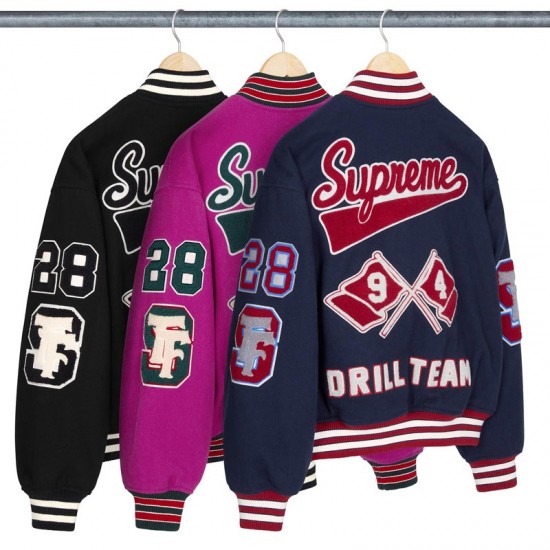 Supreme Drill Team Wool Varsity Jacket Full-Snap Supreme Drill Team Wool Varsity Jacket Full-Snap