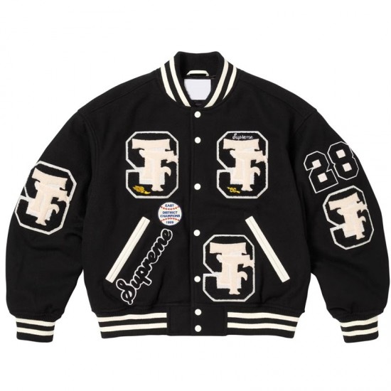 Supreme Drill Team Wool Varsity Jacket Full-Snap Supreme Drill Team Wool Varsity Jacket Full-Snap