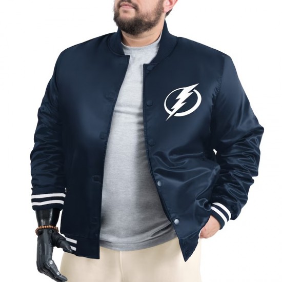 Tampa Bay Lightning Adaptive Bold Logo Varsity Satin Jacket Tampa Bay Lightning Adaptive Bold Logo Varsity Satin Jacket