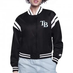 Tampa Bay Rays Printed Logo Varsity Satin Jacket Tampa Bay Rays Printed Logo Varsity Satin Jacket