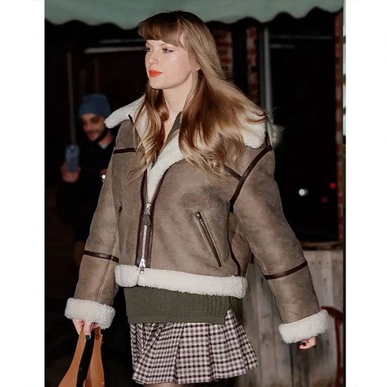 Taylor Swift Shearling Brown Leather Jacket Taylor Swift Shearling Brown Leather Jacket