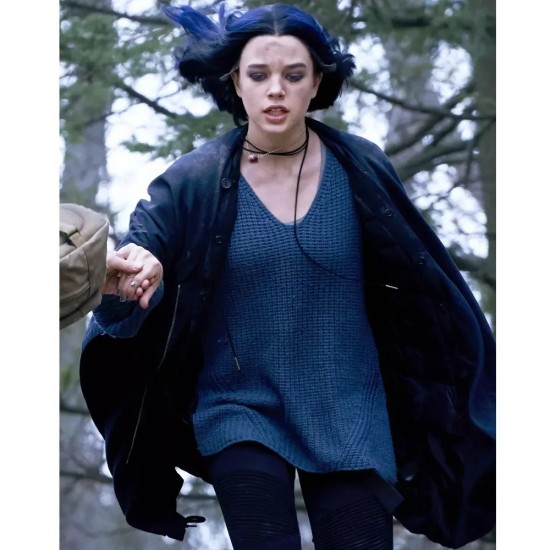 Teagan Croft Titans Rachel Roth Black Cotton Coat with Hood