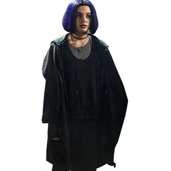 Teagan Croft Titans Rachel Roth Black Cotton Coat with Hood