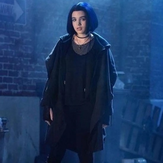 Teagan Croft Titans Rachel Roth Black Cotton Coat with Hood