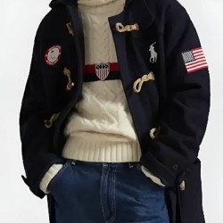 Team USA Winter Olympics 2026 Flagbearer  Wool Toggle Coat