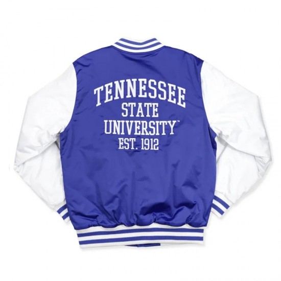 Tennessee State Blue and White Baseball Jacket Tennessee State Blue and White Baseball Jacket