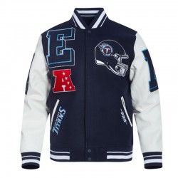 Tennessee Titans Mashup Rib Varsity Wool/Leather Jacket