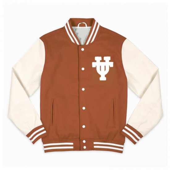 Texas Longhorns Burnt Orange and Off White Varsity Jacket
