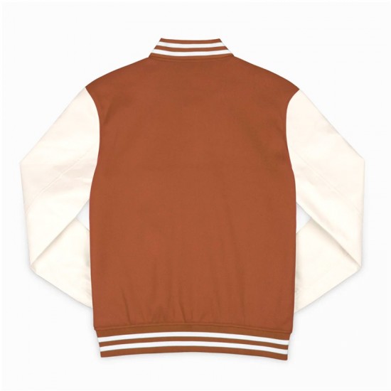 Texas Longhorns Burnt Orange and Off White Varsity Jacket