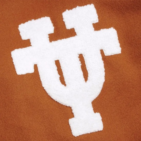 Texas Longhorns Burnt Orange and Off White Varsity Jacket