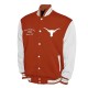 Texas Longhorns Fleece Burnt Orange and White Varsity Jacket Texas Longhorns Fleece Burnt Orange and White Varsity Jacket