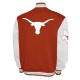 Texas Longhorns Fleece Burnt Orange and White Varsity Jacket Texas Longhorns Fleece Burnt Orange and White Varsity Jacket