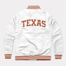 Texas Longhorns White Varsity Satin Jacket Texas Longhorns White Varsity Satin Jacket