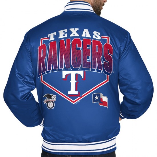 Texas Rangers Home Plate Graphic Satin Jacket Unisex