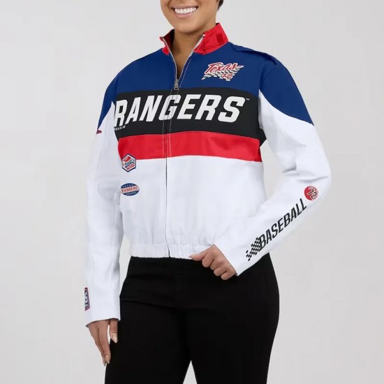 Texas Rangers Racing Navy/White Full-Zip Jacket