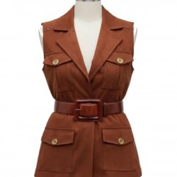 The Beast In Me Season 1 Brittany Snow Brown Suede Vest