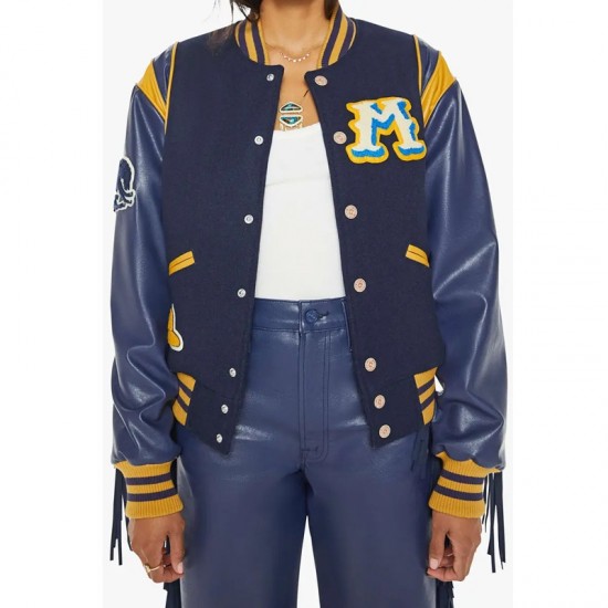 The Fringe Team Spirit Mother Wool/Leather Varsity Jacket