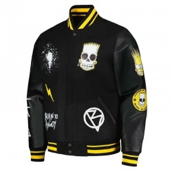The Simpsons Freeze Max Polished Punk Bart Black Varsity Jacket