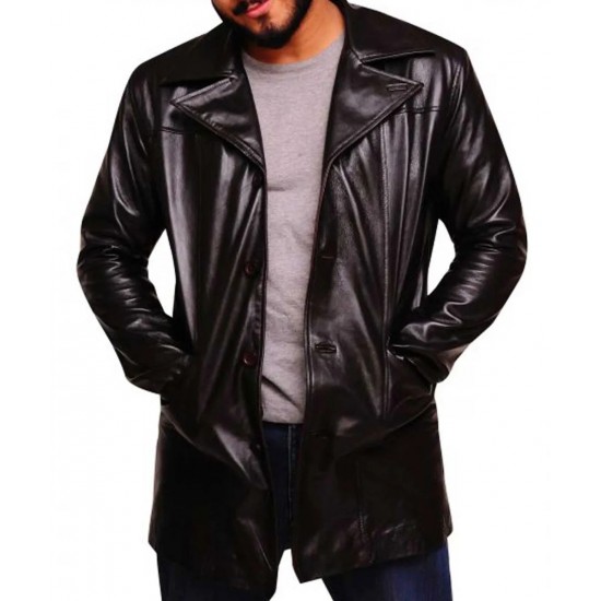 The Wire Dominic West Brown Leather Coat The Wire Dominic West Brown Leather Coat