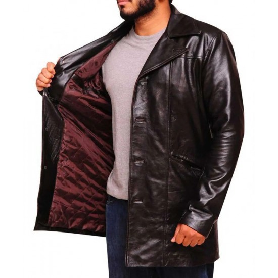 The Wire Dominic West Brown Leather Coat The Wire Dominic West Brown Leather Coat