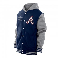 Throwback Prep Atlanta Braves Navy Hoodie Jacket