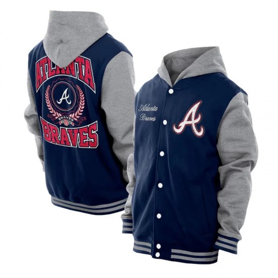 Throwback Prep Atlanta Braves Navy Hoodie Jacket Throwback Prep Atlanta Braves Navy Hoodie Jacket