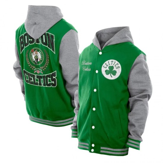 Throwback Prep Boston Celtics Kelly Green Hoodie Jacket
