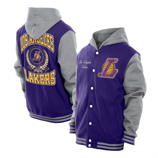 Throwback Prep LA Lakers Purple Hoodie Jacket Throwback Prep LA Lakers Purple Hoodie Jacket