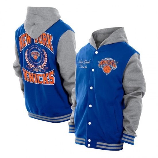 Throwback Prep NY Knicks Blue Hoodie Jacket Throwback Prep NY Knicks Blue Hoodie Jacket