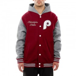 Throwback Prep Philadelphia Phillies Burgundy Hoodie Jacket