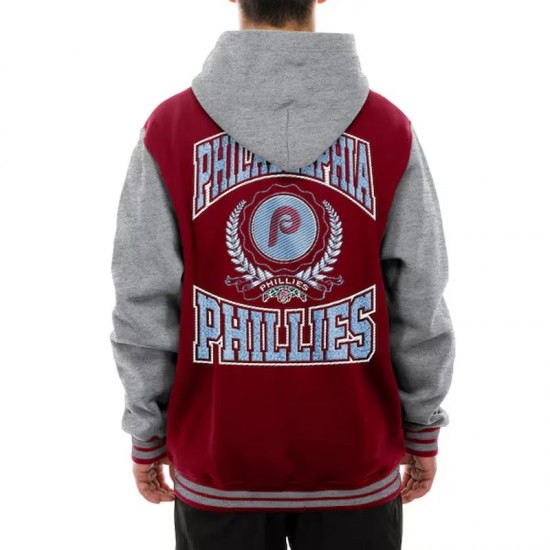 Throwback Prep Philadelphia Phillies Burgundy Hoodie Jacket