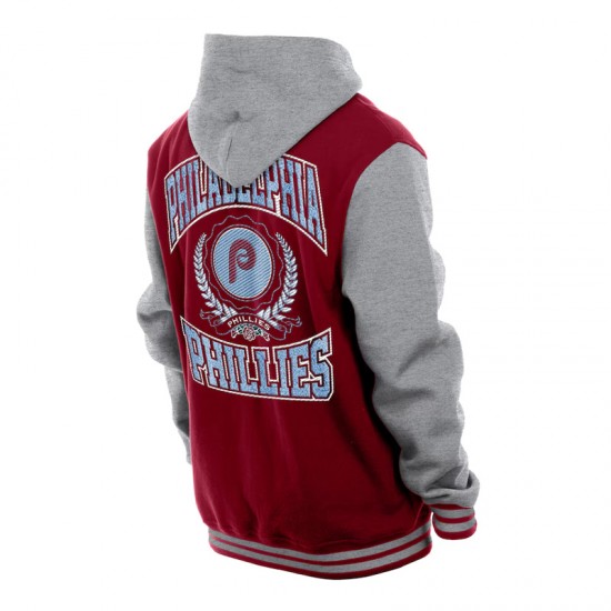 Throwback Prep Philadelphia Phillies Burgundy Hoodie Jacket