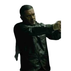 Tom Hardy MobLand 2025 Harry Da Souza Black Leather Bomber Jacket