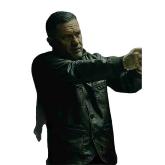 Tom Hardy MobLand 2025 Harry Da Souza Black Leather Bomber Jacket Tom Hardy MobLand 2025 Harry Da Souza Black Leather Bomber Jacket