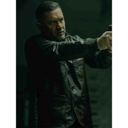 Tom Hardy MobLand 2025 Harry Da Souza Black Leather Bomber Jacket