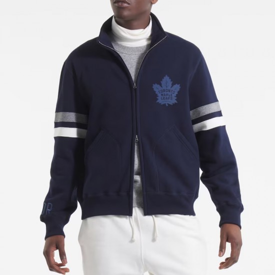 Toronto Maple Leafs Navy Striped Fleece Jacket