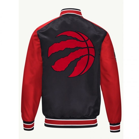 Toronto Raptors Black and Red Varsity Satin Jacket Toronto Raptors Black and Red Varsity Satin Jacket